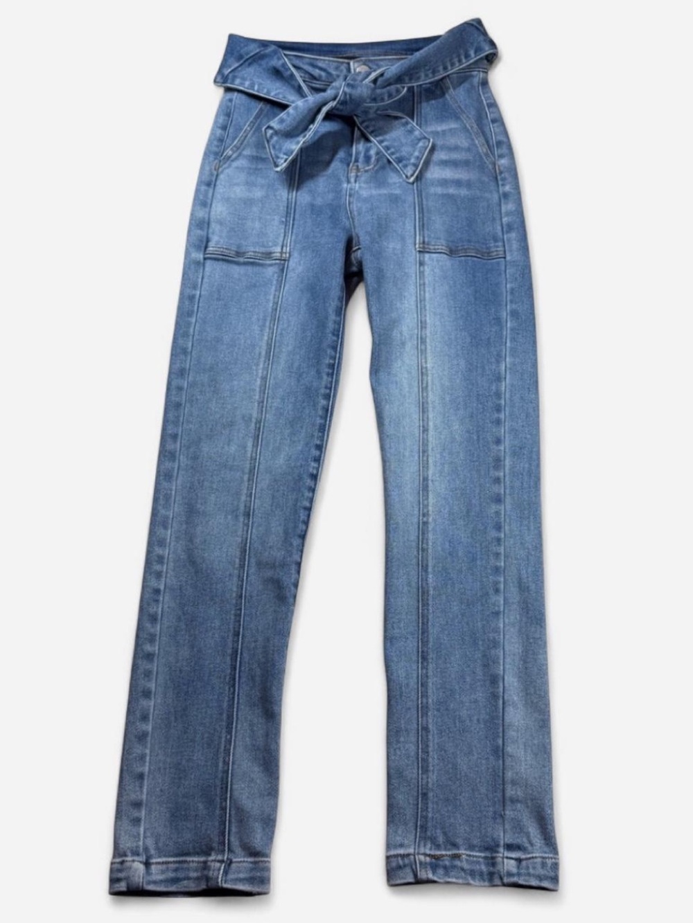 RISEN Los Angeles Tie-Belt High Rise Straight Leg Jeans Size 29 Pintuck